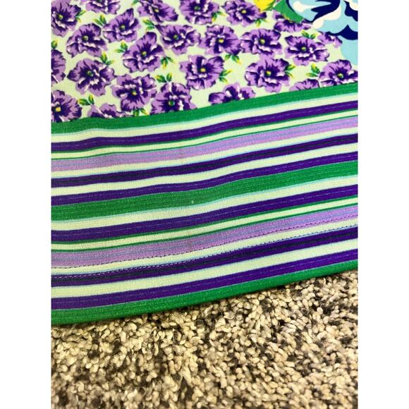 Roberto Cavalli Dress XL Floral Stripe Sleeveless‎ Purple Green Boho Y2K Resort - Picture 14 of 16